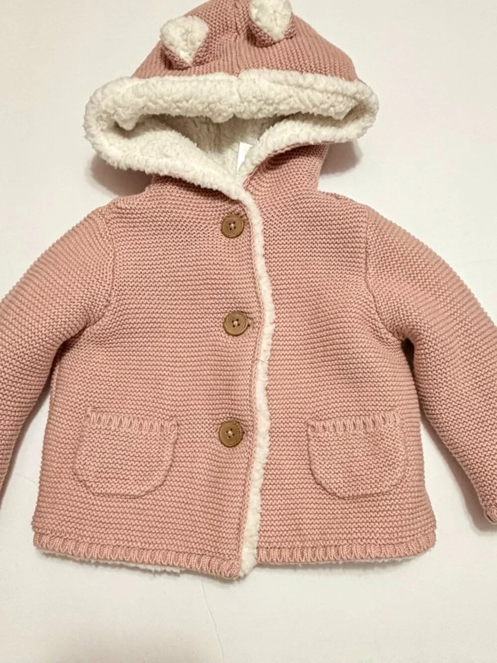 Carter's Size 6M Sherpa Lined Knitted Jacket w/Hood and ears